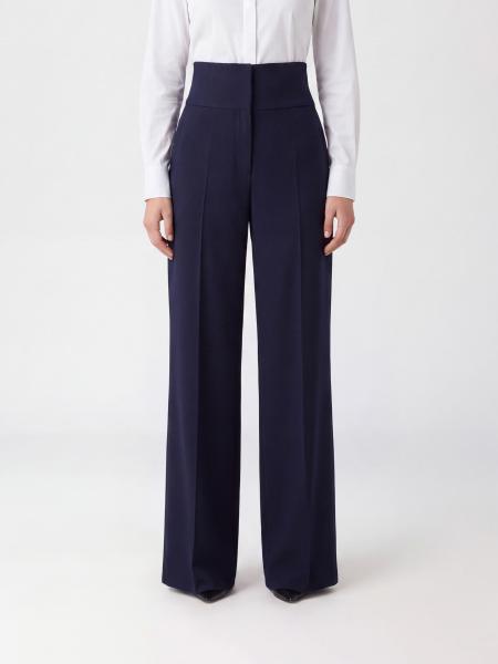 Elisabetta Franchi High-Waisted Virgin Wool Gabardine Palazzo Trousers