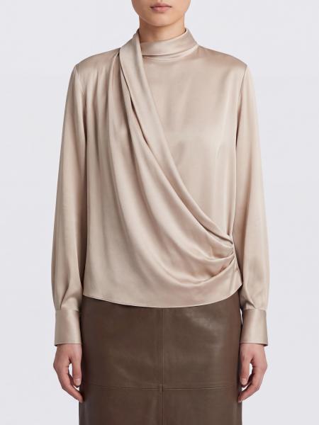 Long-Sleeved Draped Silk Blouse Brunello Cucinelli