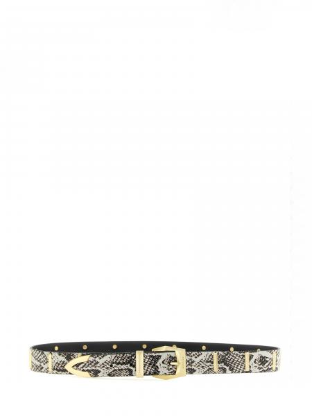 Pinko Adjustable Python-Print Leather Belt with Classic Buckle