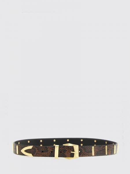 Pinko Adjustable Python-Print Leather Belt with Classic Buckle