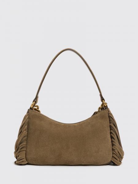 Twinset Liliane Suede Shoulder Bag with Fringes and Embroidery