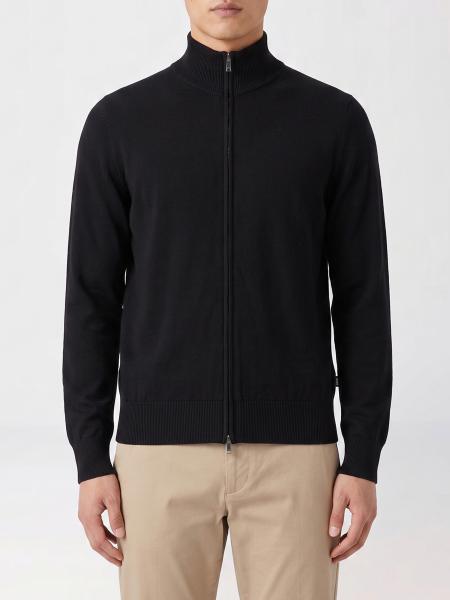 Boss Slim Fit Virgin Wool Turtleneck Cardigan with Zip Closure