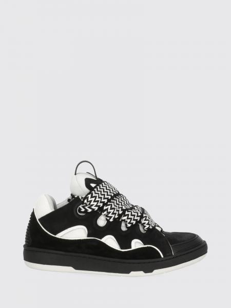 Lanvin Curb Low-Top-Sneakers aus Leder und Mesh im zweifarbigen Design