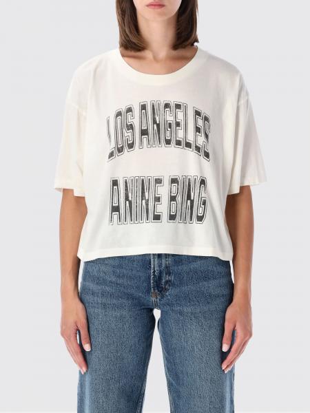 Printed Logo Cotton T-shirt Anine Bing with Dropped Shoulders