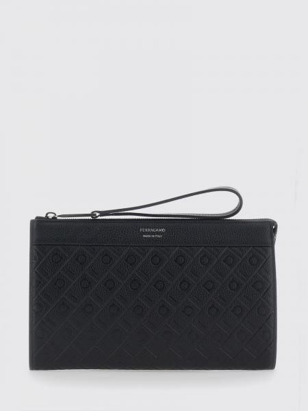 Ferragamo Embossed Calfskin Document Holder with Embossed Gancini Logo