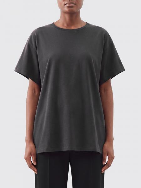 Relaxed-Fit Cotton Crewneck T-Shirt Khaite with Dropped Shoulders