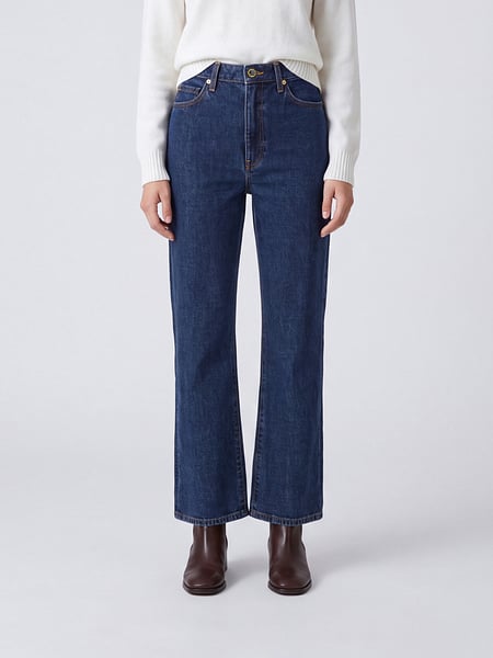 Khaite Abigail High-Waisted Skinny Jeans in Blue Cotton Denim