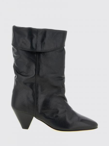 Isabel Marant Dalby Crinkled-Effect Leather Knee-High Boots with Cone Heel