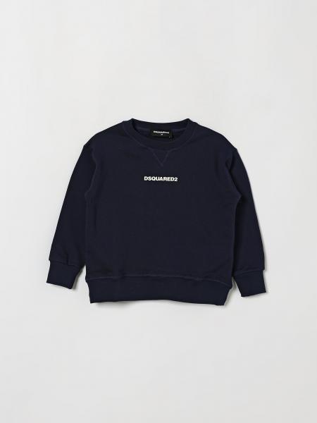Boy's Contrast Logo Dsquared2 Cotton Crewneck Sweatshirt