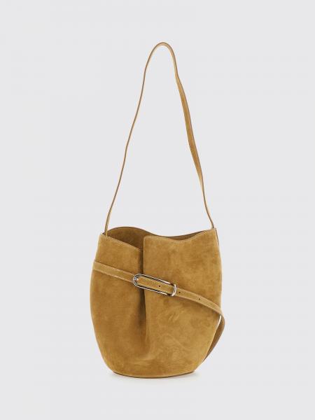 Suede Calfskin Bucket Bag Liffner with Flat Handle