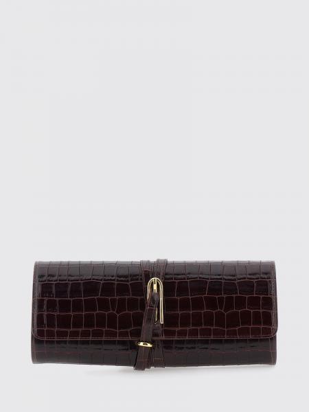 Smooth Calfskin Clutch Bag Liffner with Flap and Buckle Closure
