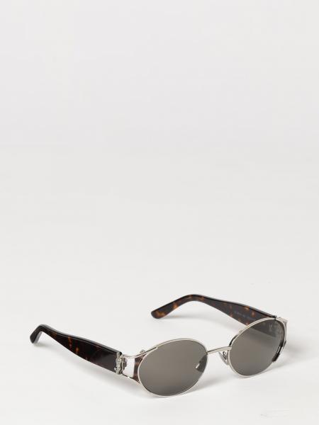 Oval Tortoiseshell Acetate Sunglasses Saint Laurent with YSL Monogram