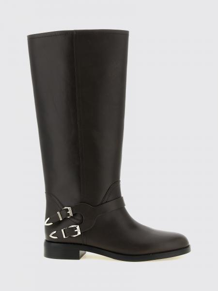 Knee-High Biker Boots Pinko in Smooth Leather with Rubber Sole