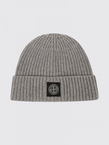 Berretto beanie Stone Island in lana vergine a coste con logo Compass