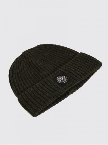 Ribbed Virgin Wool Beanie Hat Stone Island with Compass Logo