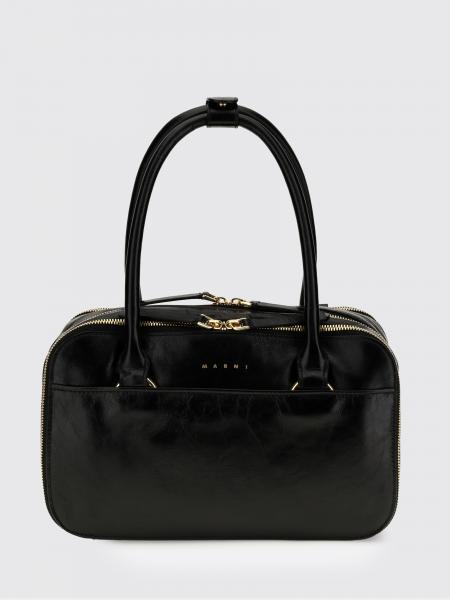 Borsa a bauletto piccola Marni in pelle con effetto stropicciato e doppio manico