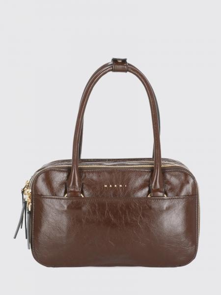 Borsa a bauletto piccola Marni in pelle con effetto stropicciato e doppio manico