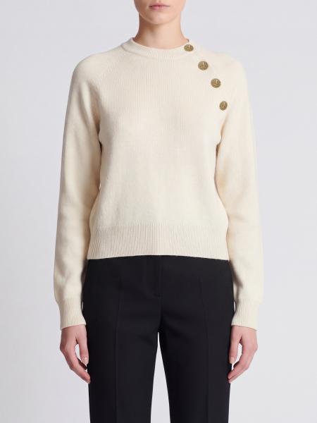 Balmain Cashmere and Virgin Wool Blend Crewneck Jumper with Long Sleeves