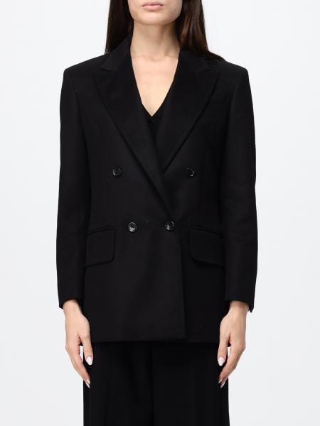Max Mara Double-Breasted Pure Virgin Wool Blazer with Peak Lapels and Button Closure