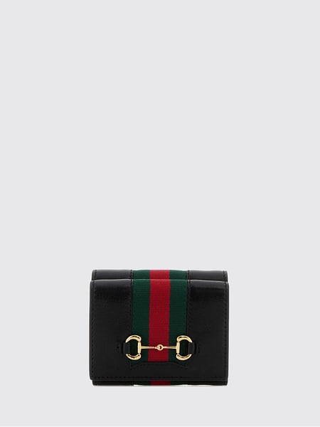 Gucci Horsebit Web Trifold Calfskin Wallet with Web Detail