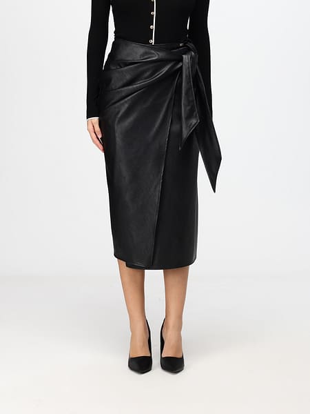 Gonna midi a portafoglio Elisabetta Franchi in pelle sintetica drappeggiata