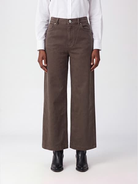 Vaqueros anchos P.A.R.O.S.H. de talle alto en denim de algodón