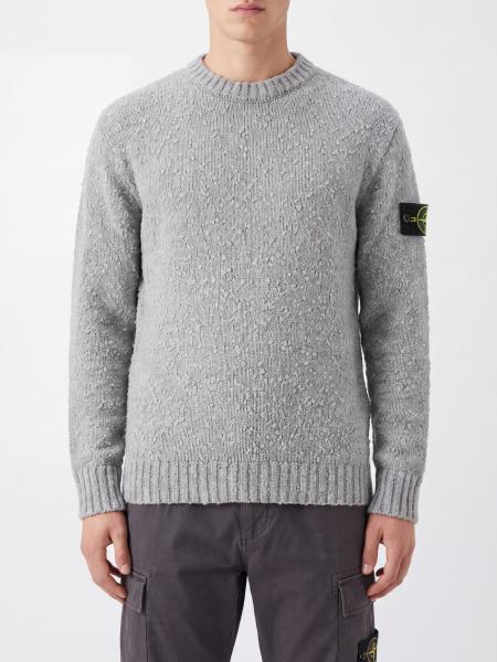 Stone Island Crewneck Sweater in Wool Blend with Compass Logo Patch