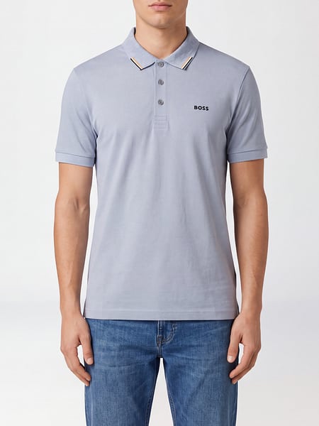 Polo Boss à manches courtes en coton avec logo contrastant
