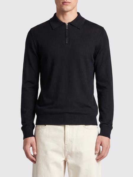 Long-Sleeved Wool Knit Polo Shirt Paolo Pecora with Zip Closure