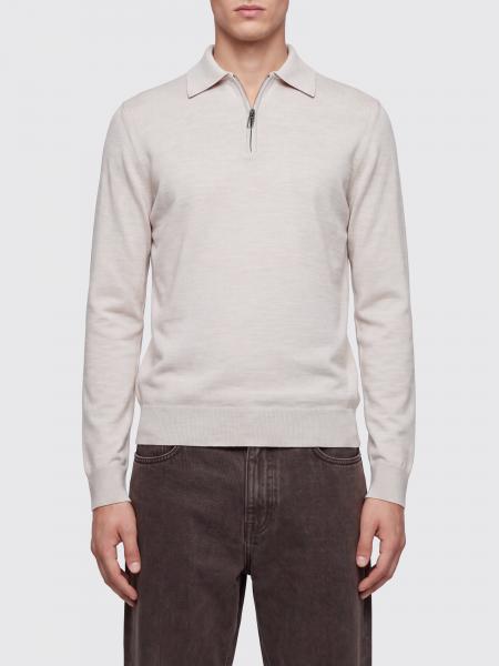 Long-Sleeved Wool Knit Polo Shirt Paolo Pecora with Zip Closure