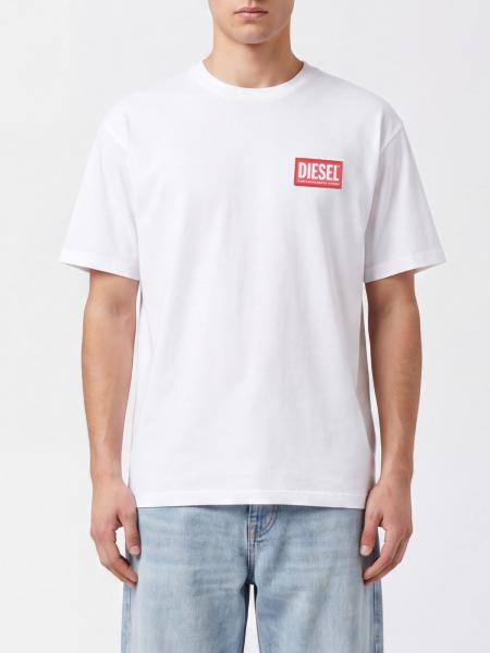 Diesel Regular Fit Crew Neck Cotton T-Shirt with Contrast Logo