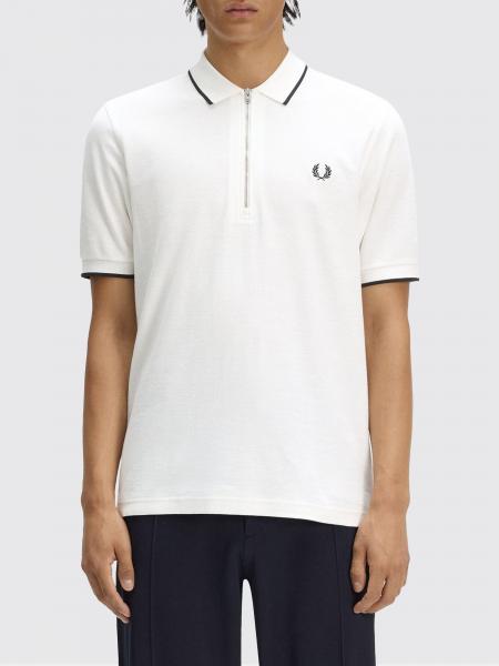 Cotton Half-Zip Polo Shirt Fred Perry with Contrasting Embroidered Logo