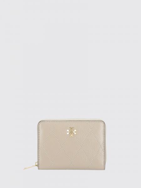 Petit portefeuille zippé Charlie Tory Burch en cuir avec logo Double T