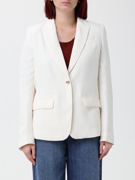 Twinset Cropped Slim Fit Crêpe Blazer with Single-Button Closure and Lapels