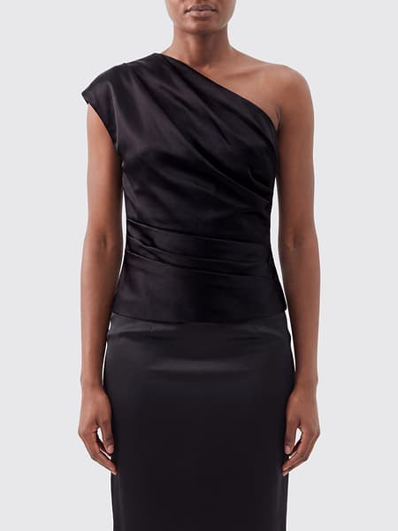 Self-Portrait Asymmetrical One-Shoulder Evening Top in Taffeta