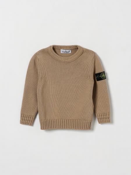 Pull à col rond en coton Stone Island Junior pour garçon avec patch logo Compass