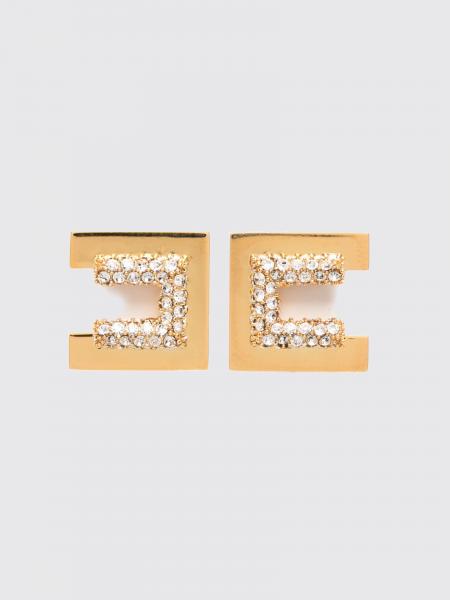 ELISABETTA FRANCHI 크리스탈 장식 브라스 글래스 로고 귀걸이