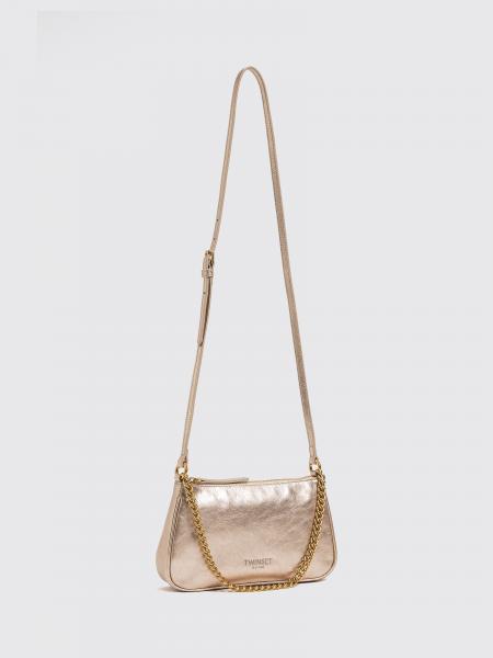 Twinset Leather Shoulder Bag with Metal Mesh Handle