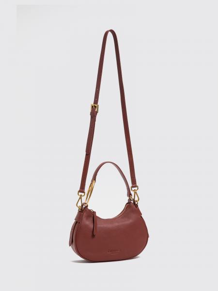 Twinset Leather Hobo Bag with Tassels and Metal Ring