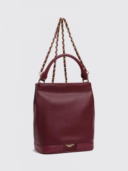 Twinset Grained Leather Bucket Bag with Chain Strap