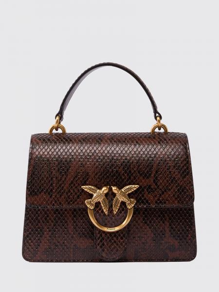 Pinko Love Bag One Python-Print Leather Mini Handbag with Logo