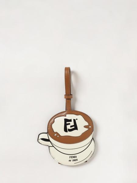 Calfskin and Coated Cotton Keyring Fendi with FF Monogram