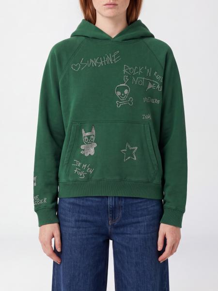 Oversize-Kapuzenpullover aus Baumwolle von Zadig & Voltaire mit Strass-Logo