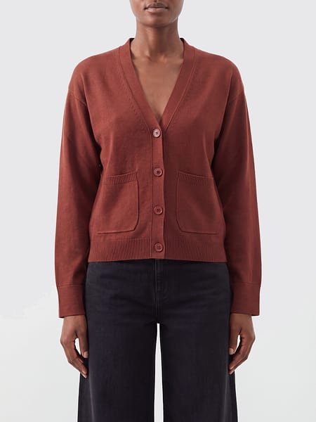 V-Neck Virgin Wool Cardigan Erika Cavallini with Patch Pockets