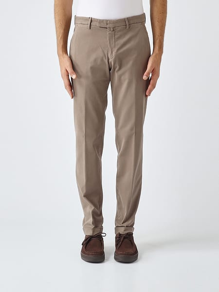 Briglia 1949 Slim Fit Pleated Cotton Tailored Trousers