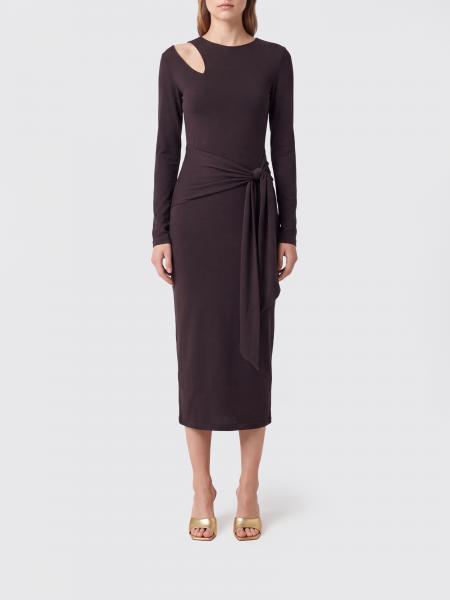 Asymmetrical Long-Sleeved Jersey Midi Dress Federica Tosi with Cut-Outs