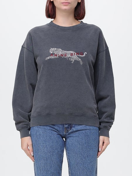 Anine Bing Baumwoll-Sweatshirt mit Rundhalsausschnitt und kontrastierendem Grafikdruck