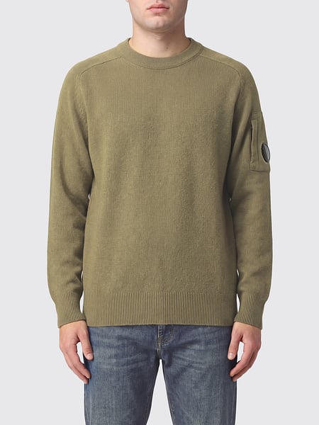 C.P. Company Wool Blend Crew Neck Jumper with Logo and Ribbed Trims
