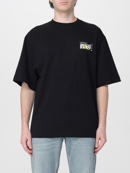 Off-White Cotton T-Shirt with Contrasting Arrow Logo and Dropped Shoulders