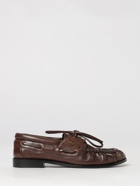Le Loafer Bateau Leather Boat Shoes Saint Laurent with YSL Monogram